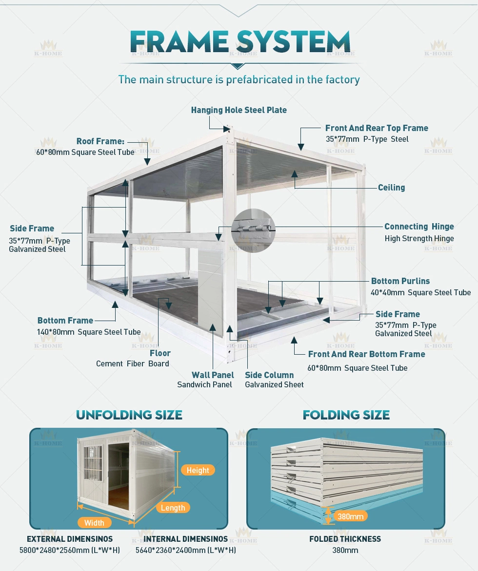 Fast Assembly Prefab Foldable Container House Office Block