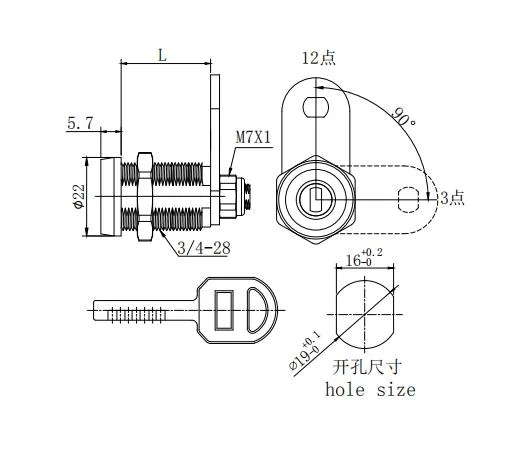 Safe Euro Cylinder Key Cabinet Cam Lock