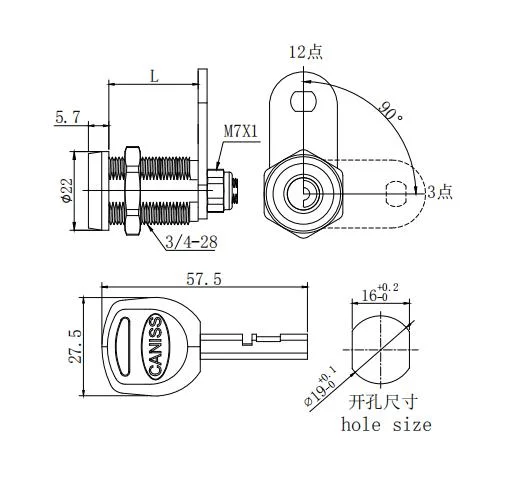 Safe Euro Cylinder Key Cabinet Cam Lock