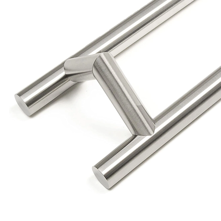 D Shape Inline Round T Bar Luxury Door Handles Stainless Steel Offset Entrance Glass Door Pull Handles for Main Door