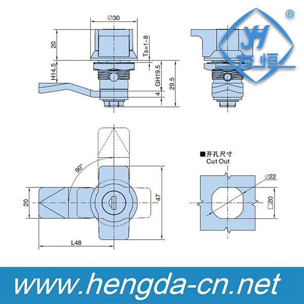 Yh9803 Hot Sale Quarter Turn Wing Knob Cam Lock