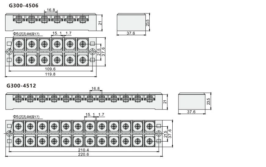 Siron Tb Series Electric Wire Screw Panel Mounted Barrier Terminal Block Fixed Terminal Blocks