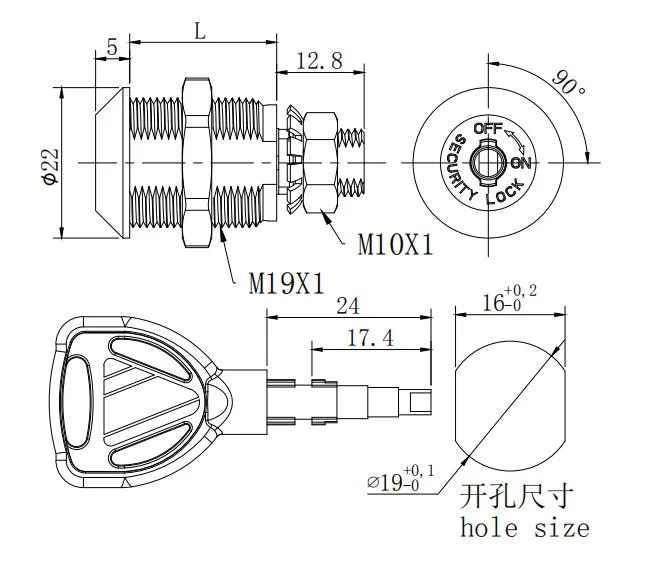 Security Key Cylinder Code Combination Metal Cabinet Handle Cam Lock