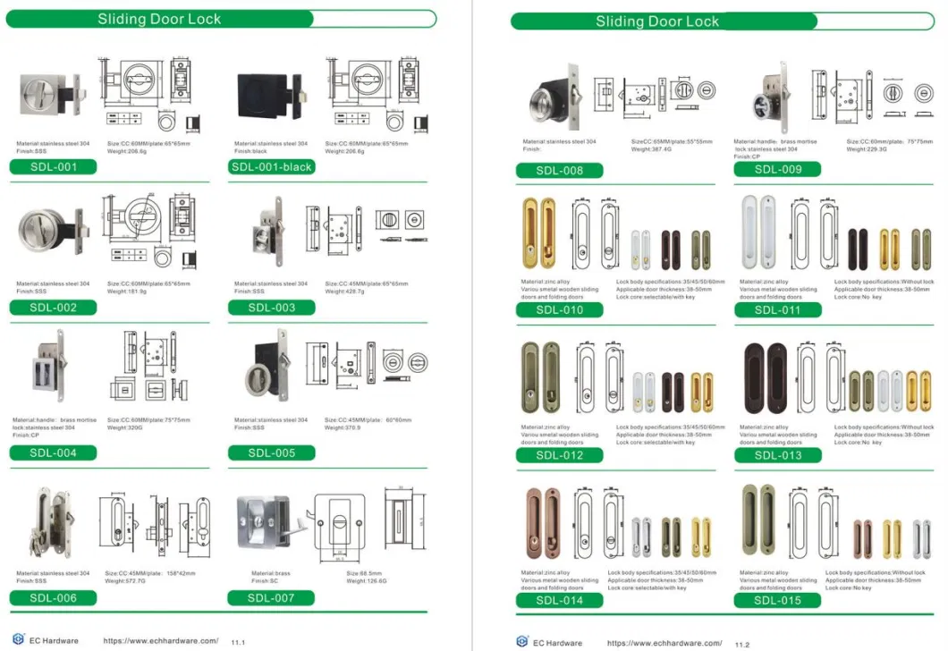 South Korea Indicator Flush Square Handle Sliding Door Pocket Lock