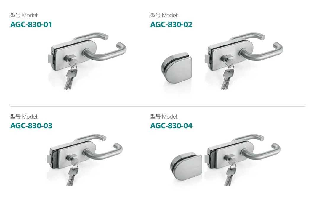 AGC-830al Custom Finishes Glass Door Entry Office Safe Lockset Double Side Glass Door Key Handle Lock