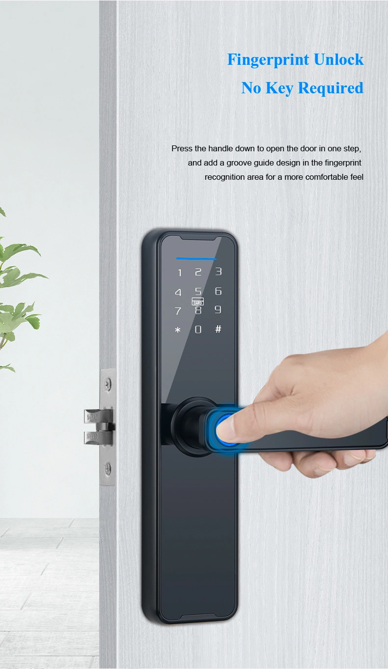 Smart Home Hotel Door Digital Lock Residence Tuya Smart Life APP Ttlock Fingerprint Passcode Card WiFi Smart Door Locks