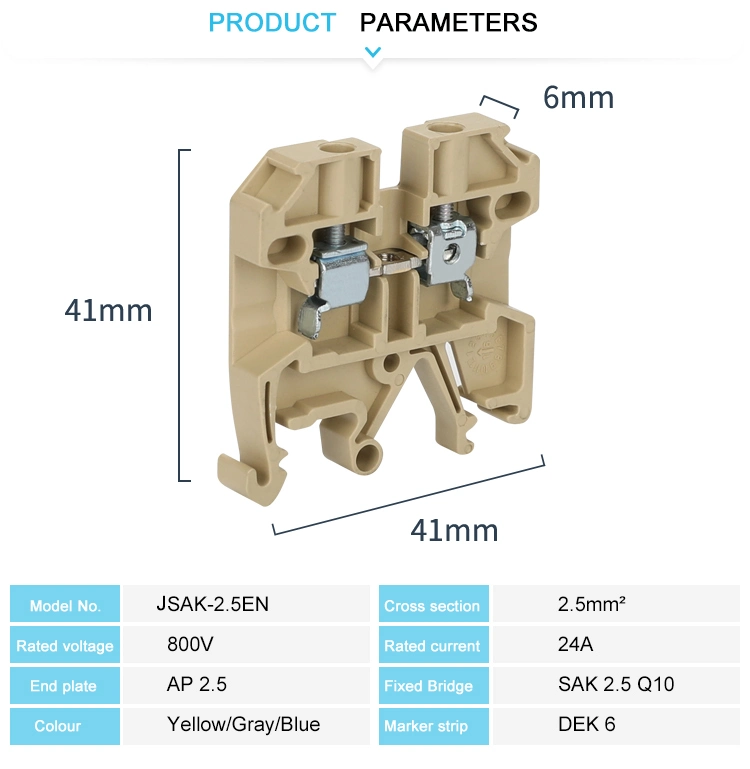 DIN Rail Feed Through Screw Cage Clamp Terminal Block