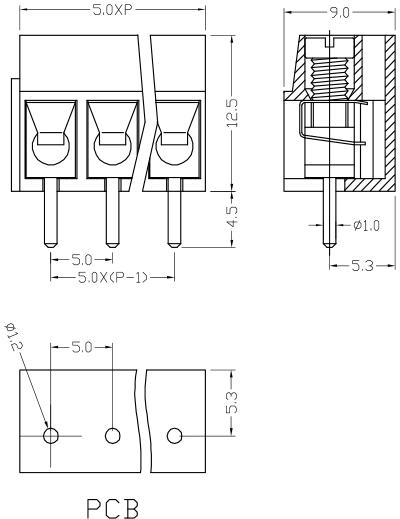 Oven Connector Block PCB Terminal Blocks Blue Colour