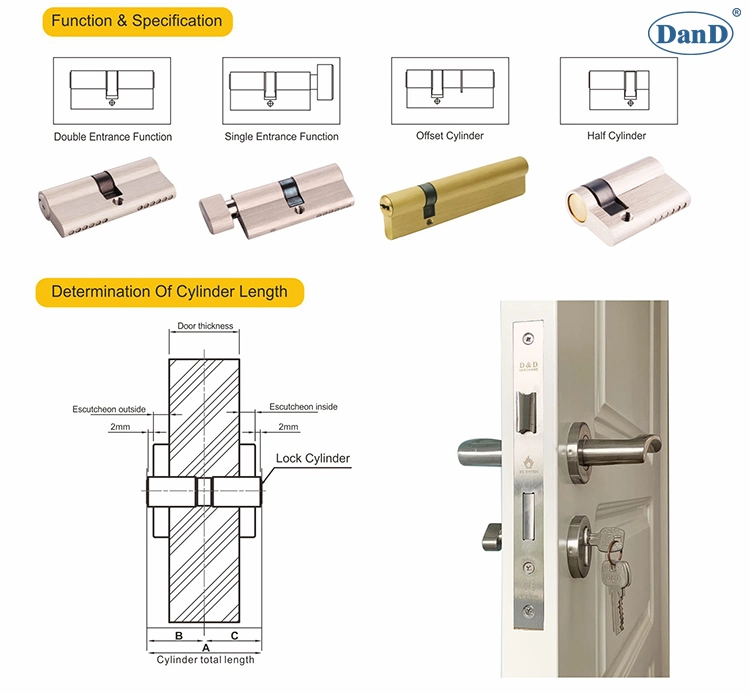 Popular Antique Brass Cylinder Lock for Bathroom Privacy Door