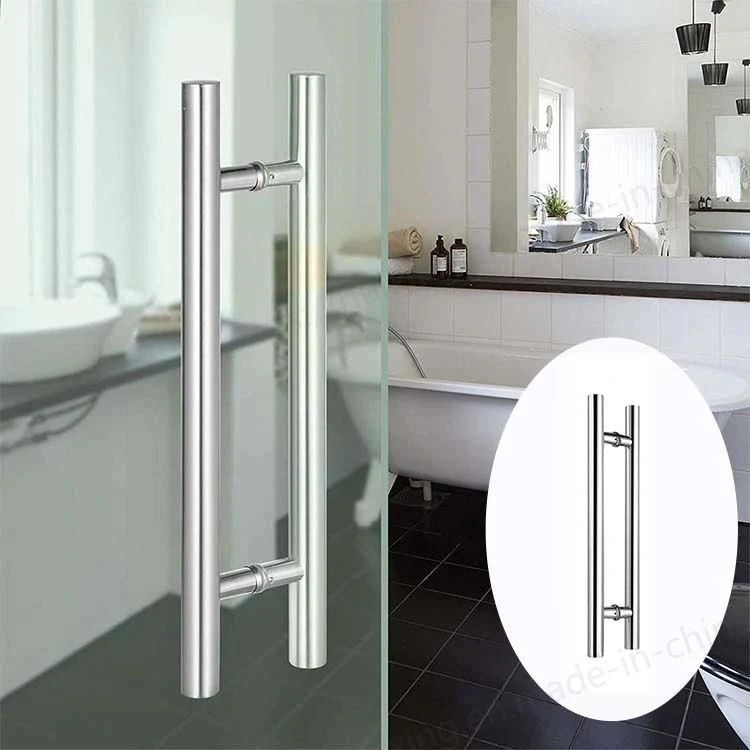 Stainless Steel H Shape Round Glass Door Hardware Pull Handle