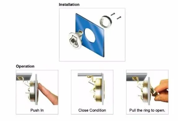 Flush Pull Boat Hatch Marine Slam Latches Turning Lock Lift Handle