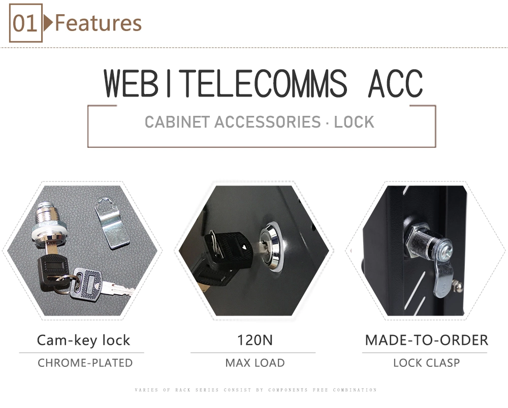 19&quot; Data Server Rack Used Small Cam Key Cabinet Lock for Security