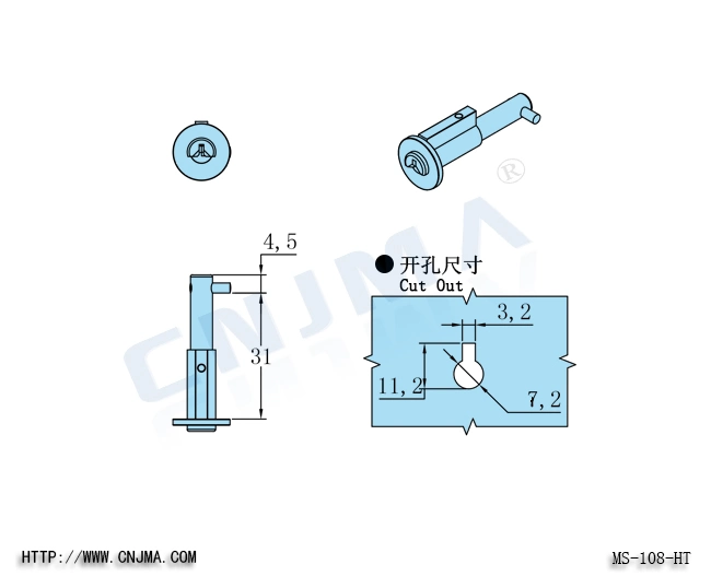 Ms-108-Ht Sliding Glass Door Lock Cabinet Lock