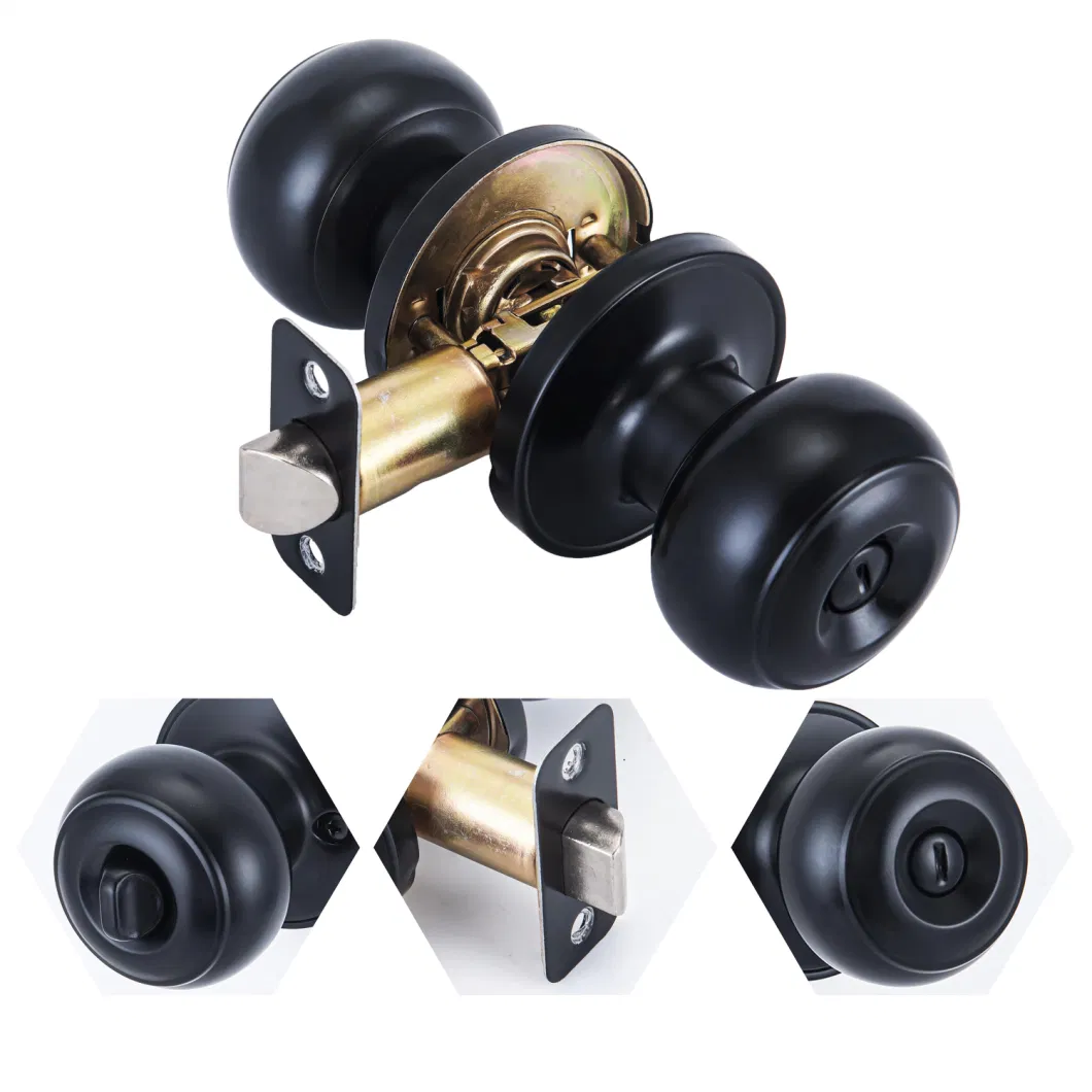 Black Knob Ball Privacy Door Handle Tubular Knobset Lock Bathroom Lock