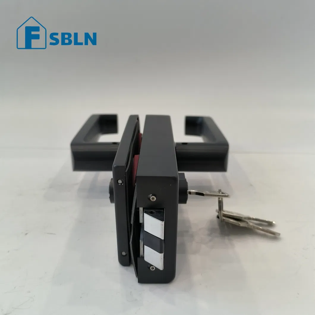 Zinc Alloy Keylock Office Toughness Glass Door Lock with Handle with Cylinder