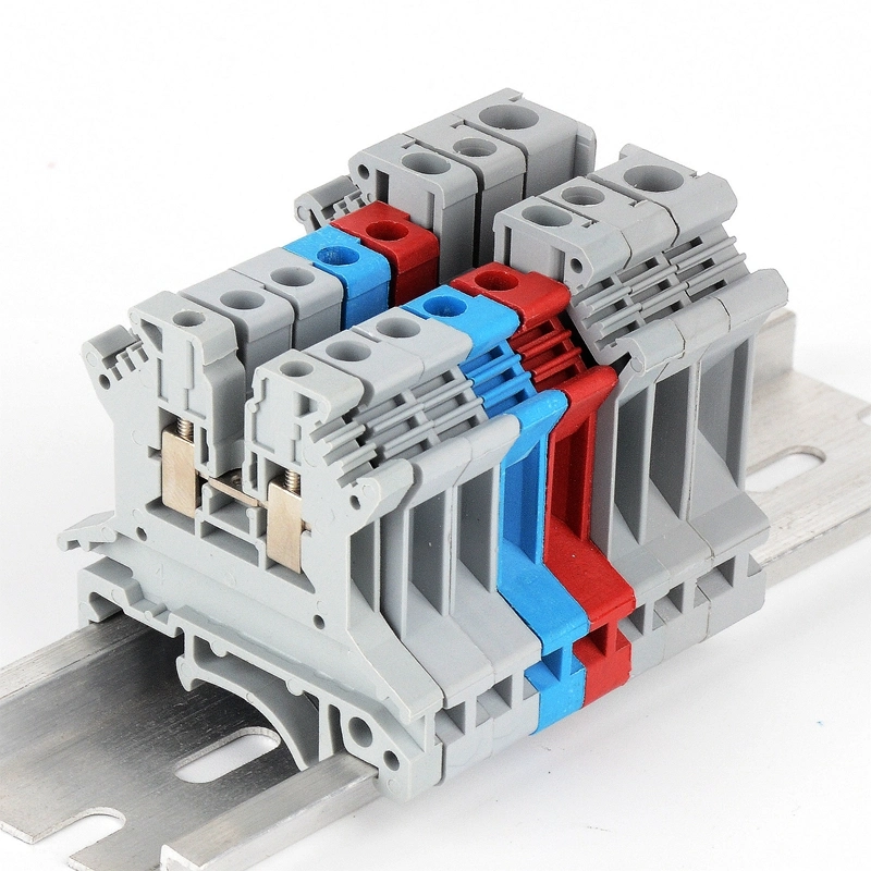 Plastic Nylon PA66 V0 UK 2.5b Universal Installation Panel Mounted Feed Through Screw Cage DIN Rail Electric Terminal Block