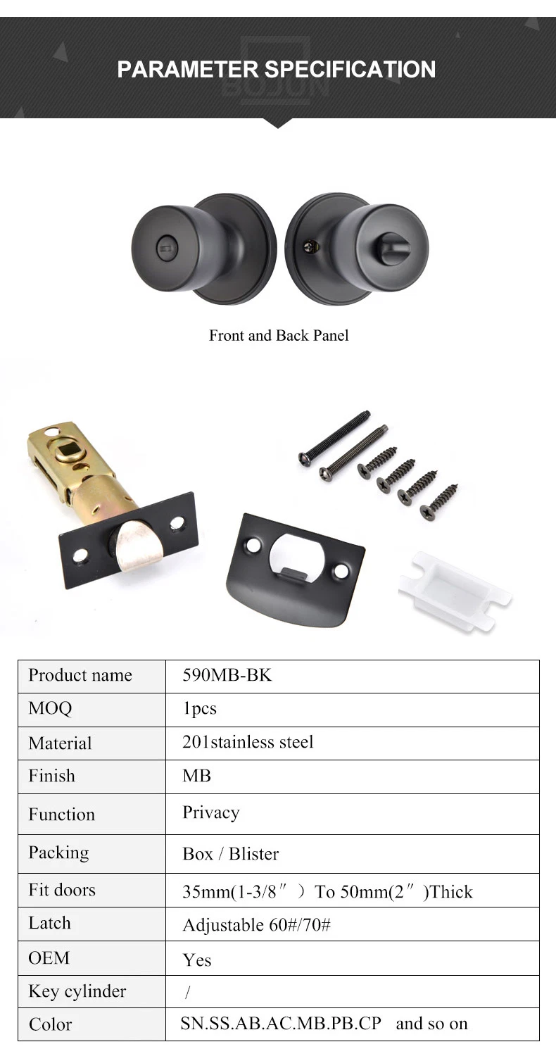 High Security Entry Privacy Round Double Sided Tubular Ball Knob Lock