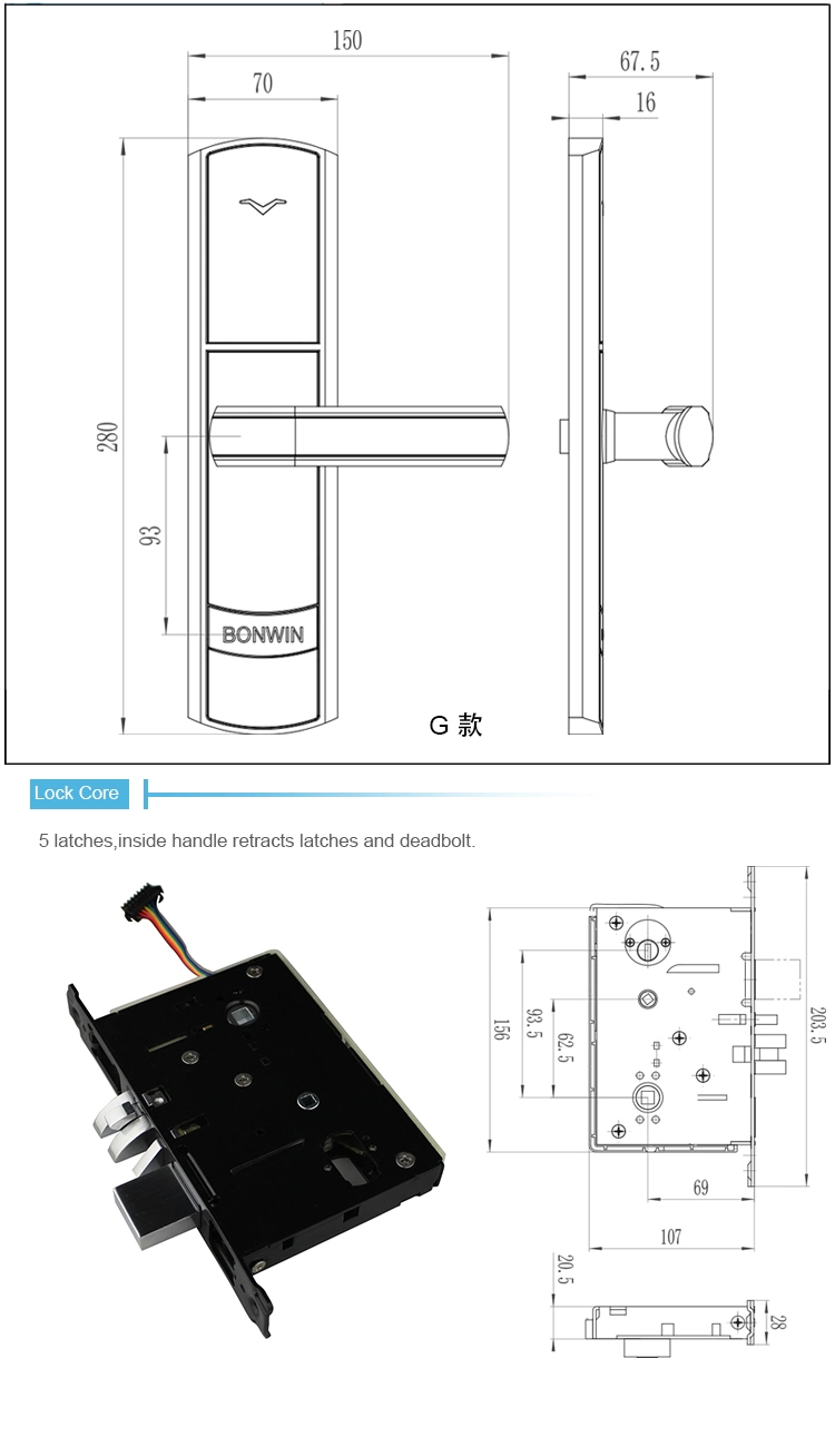 Innovative Electronic Hotel Automation Cylinder Door Lock