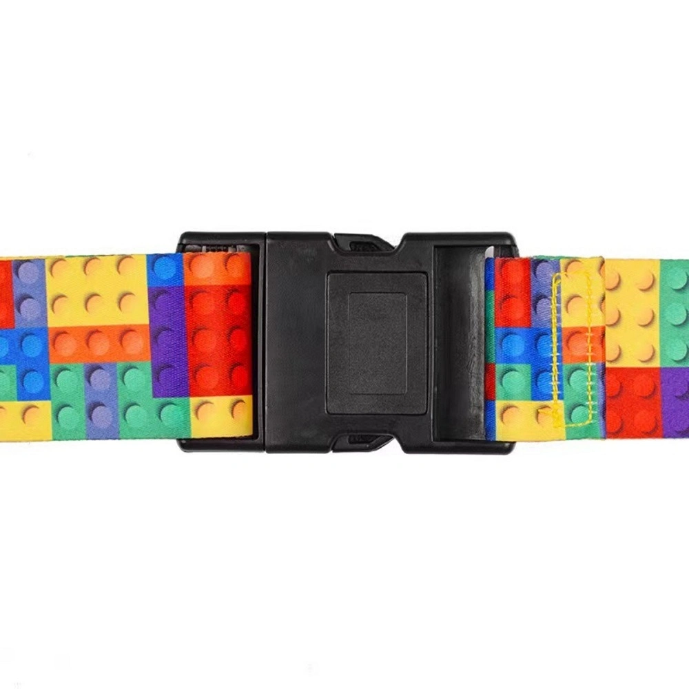 Adjustable Travel Luggage Strap for Suitcase with Combination Lock Block Pattern Multicolor Bl14575