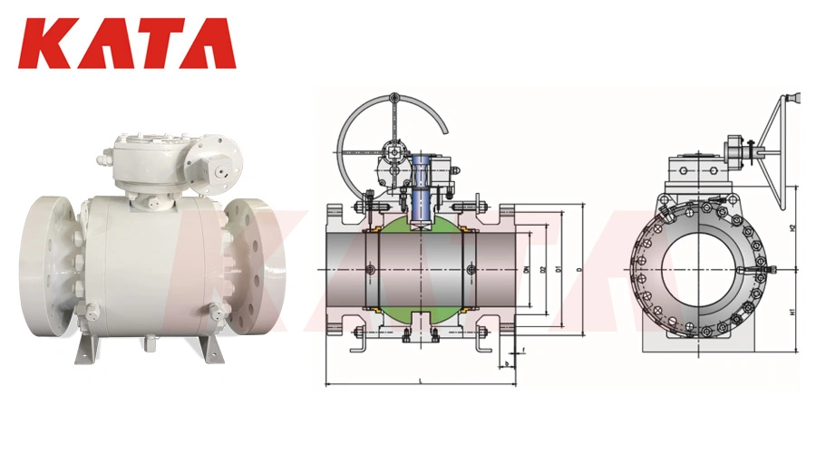 Kata Cast Steel Trunnion-Mounted Ball Valve Full-Port Double Block &amp; Bleed Dbb Nps6&quot; -900lb