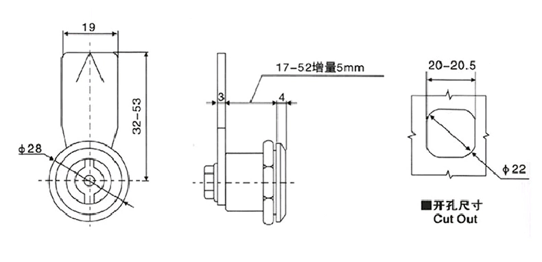 Ms705 Cylindrical Lock \ Same Life Size High Voltage Equipment Outdoor Distribution Box Cabinet Door Lock Zinc Alloy Lsy-204