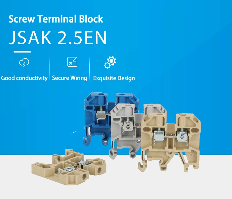 DIN Rail Feed Through Screw Cage Clamp Terminal Block