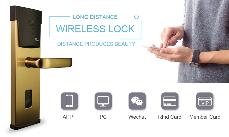 Wireless Electronic Hotel RFID Smart Door Lock with 500m Sub-GHz Long Distance Control