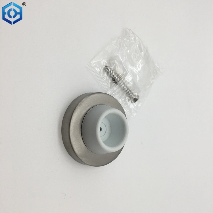 White Rubber Stainless Steel Wall-Mount Door Stop with Rubber Bumper