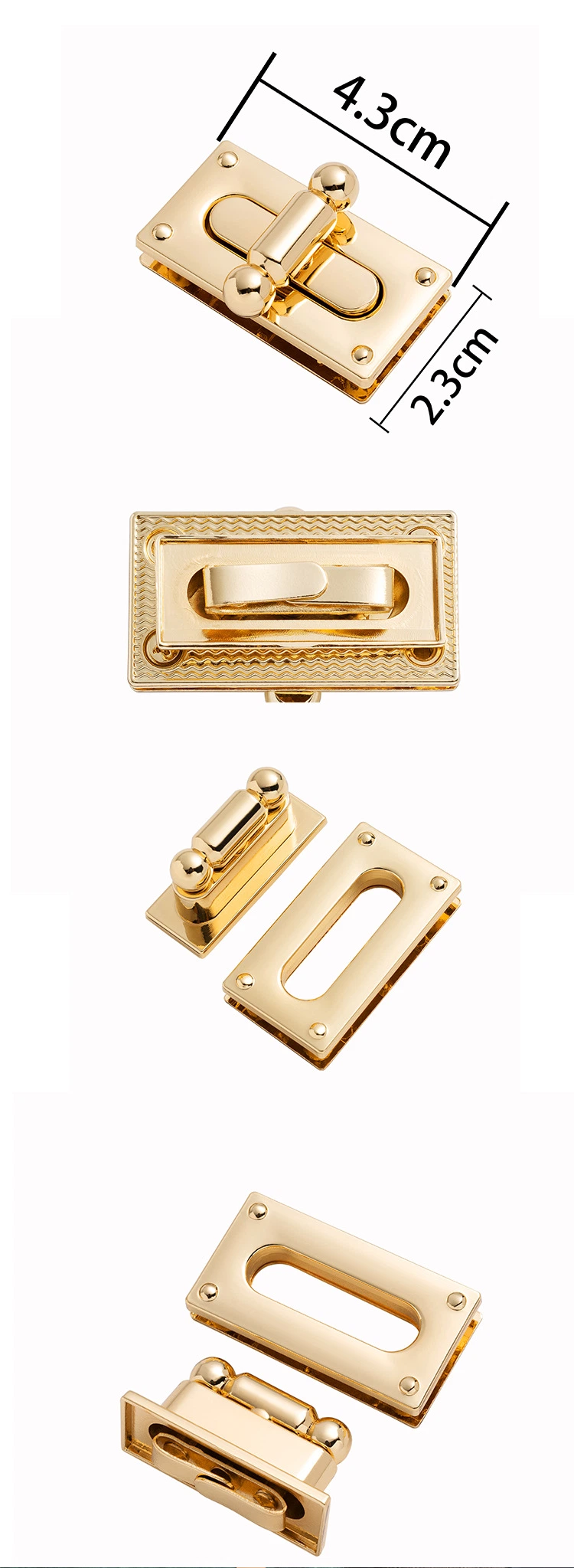 High Quality Bag Purse Hardware Closure Bag Parts Accessories Metal Clasp Turn Lock Twist Lock for Handbag