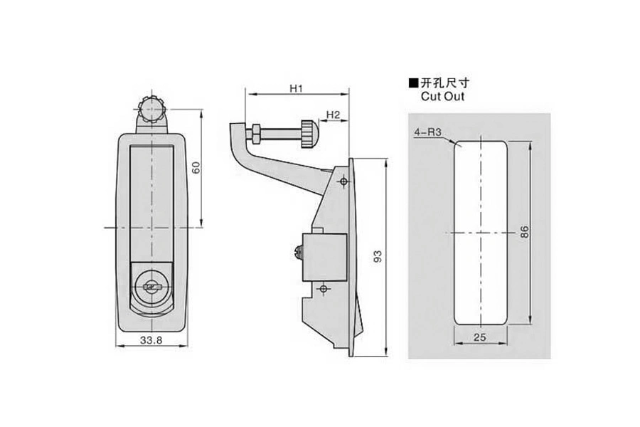 Electrical Cabinet Panel Door Lock Zinc Alloy Latch for Instrument Box