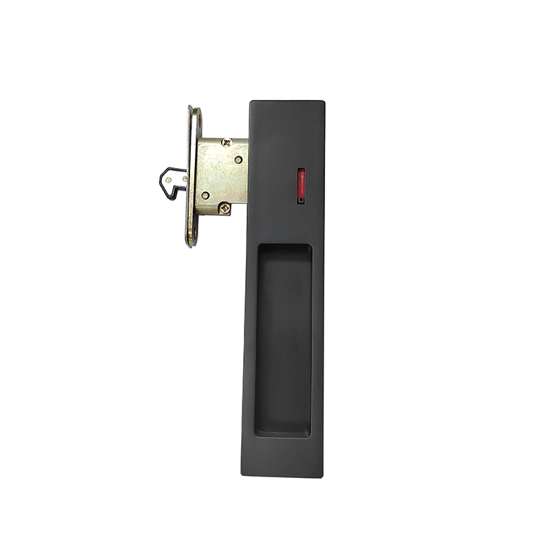 Matte Black Pocket Door Lock with Color Coded Indicators for Bathroom