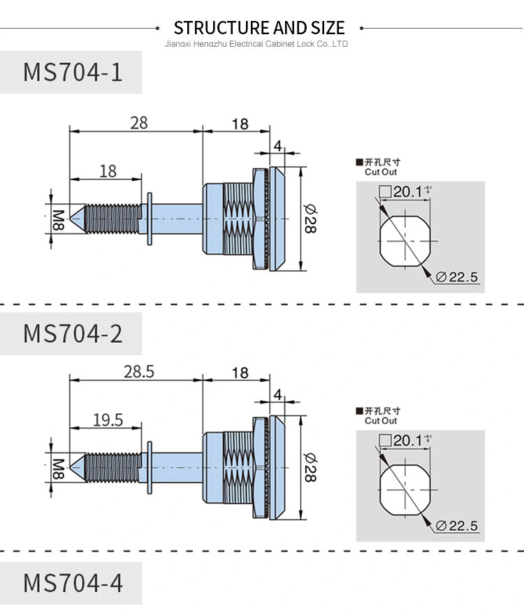 Hengzhu Small Round Lock Ms704 Zinc Alloy Quarter Turn Cam Lock