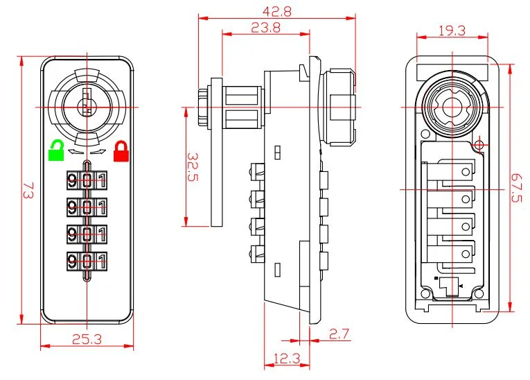 Yh1204 4 Digit Combination Password Furniture Keyless Cabinet Lock