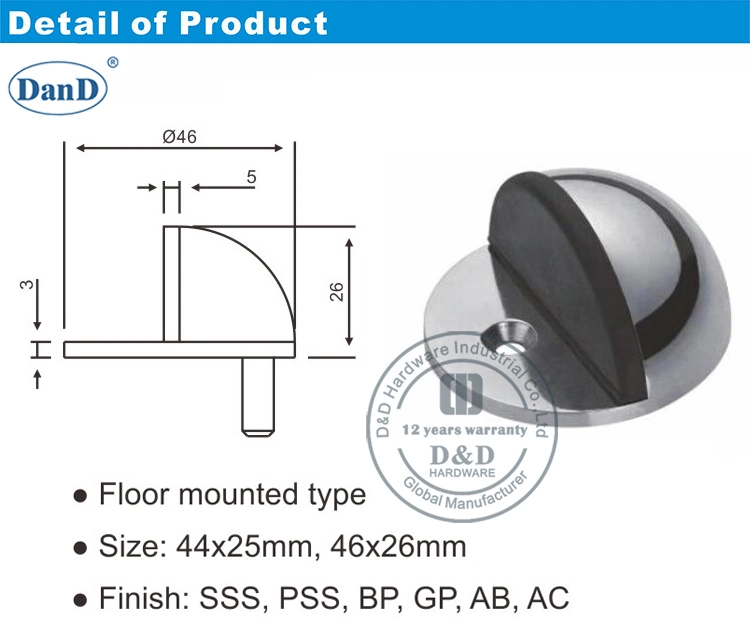 Door Furniture Hardware Fittings Stainless Steel 304 Hemisphere Commercial Door Holder Modern Half Moon Door Stopper Round Floor Mounted Door Stop