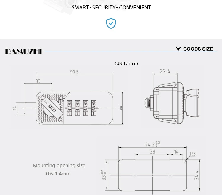 Cabinet Door Lock Turn Tongue Mailbox Password Lock Digital Mechanical Lock