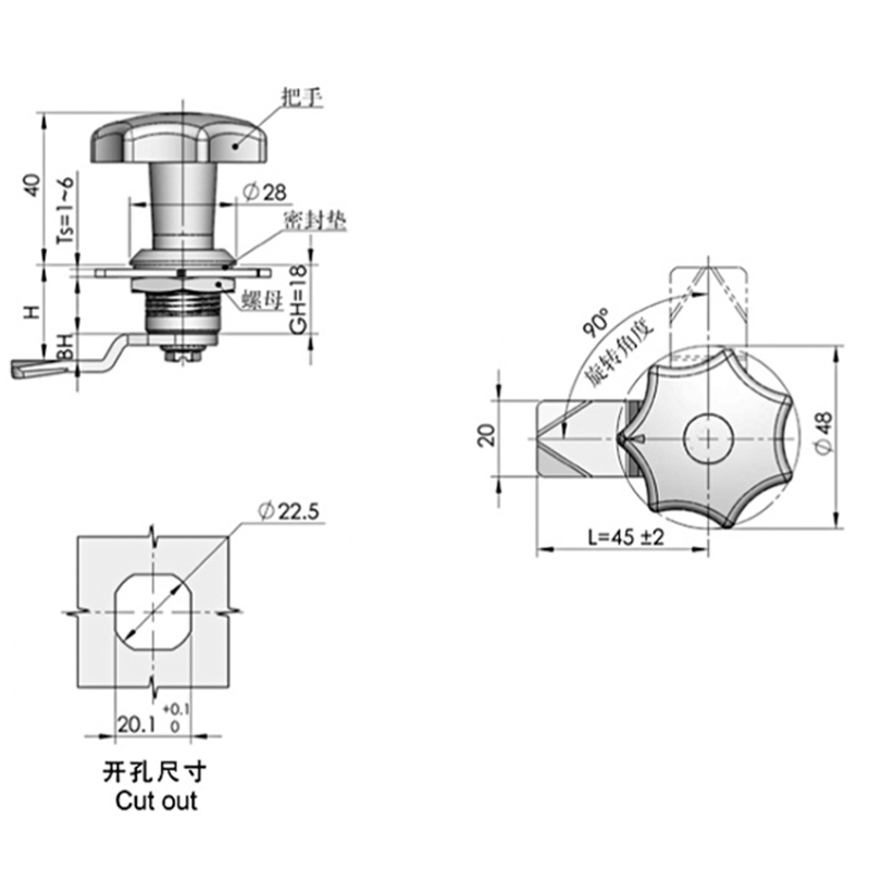 Ms714 Zinc Alloy Cabinet Lock Cam Latch High Quality Machinery Cabinet Cylinder Electronic Key Turn Cam Lock Mailbox