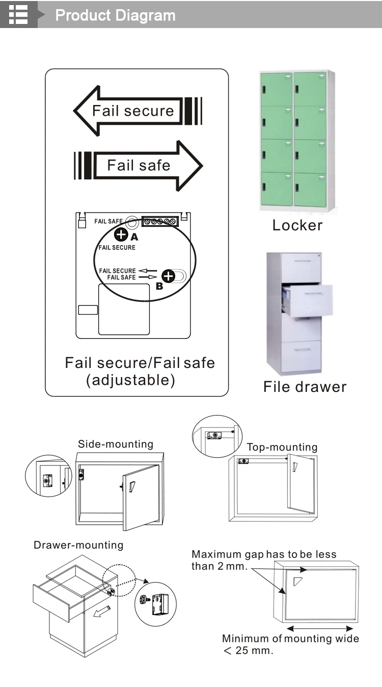 Black Adjustable DC12V/24V Dual-Voltage Keyless Cabinet Lock Magnetic Hidden Lock for Cabinet