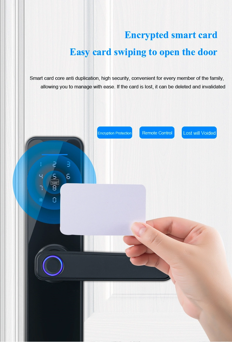 Smart Home Hotel Door Digital Lock Residence Tuya Smart Life APP Ttlock Fingerprint Passcode Card WiFi Smart Door Locks