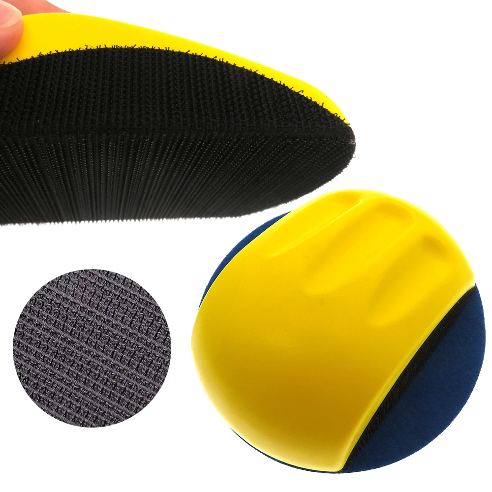 5&quot; 125mm Mouse Shape Yellow PU Foam Hand Pad Hand Sanding Block for Hook and Loop Disc