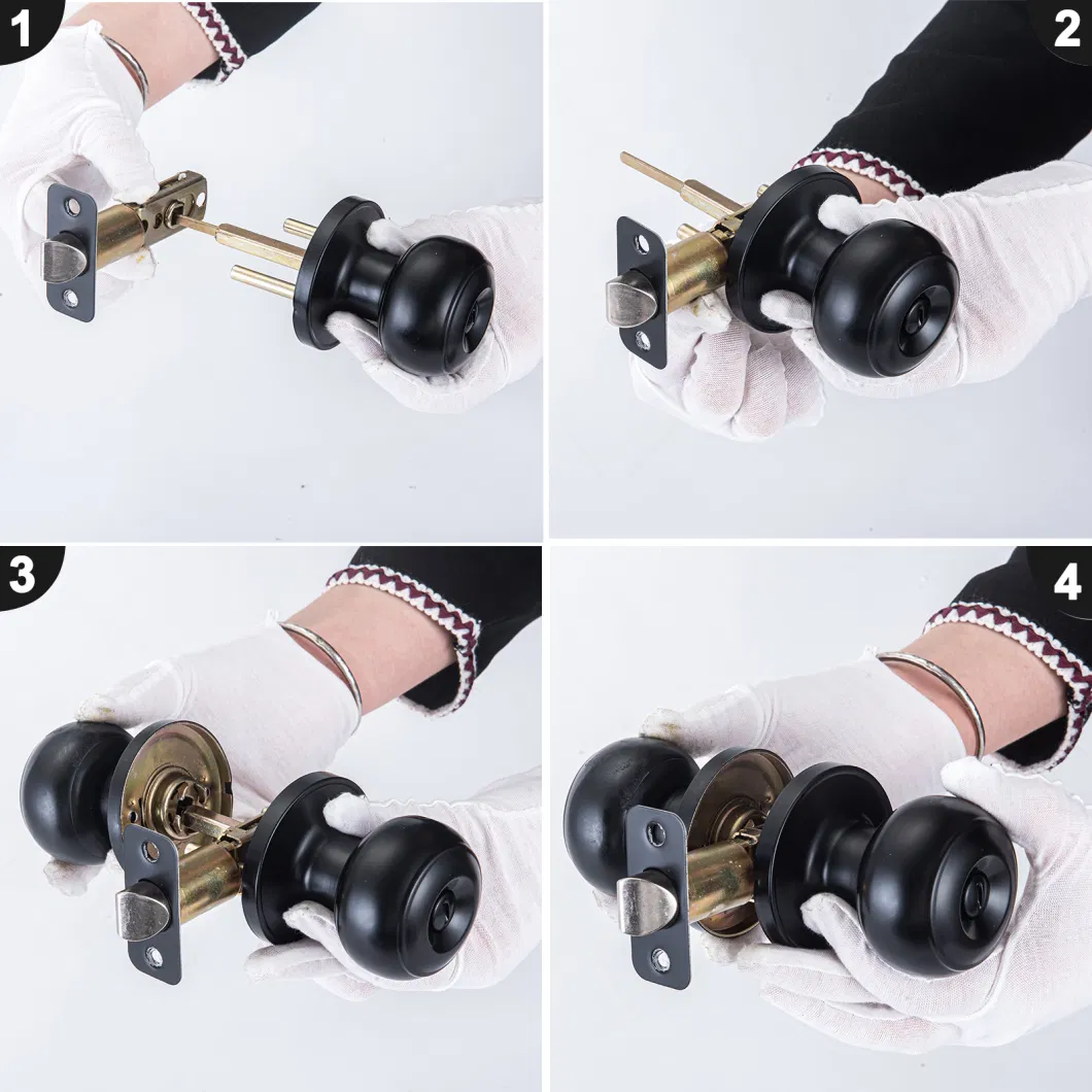 Black Knob Ball Privacy Door Handle Tubular Knobset Lock Bathroom Lock