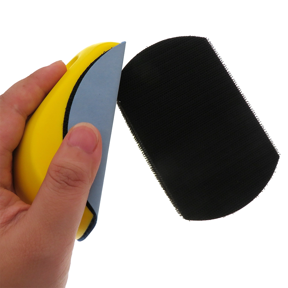 5&quot; 125mm Mouse Shape Yellow PU Foam Hand Pad Hand Sanding Block for Hook and Loop Disc