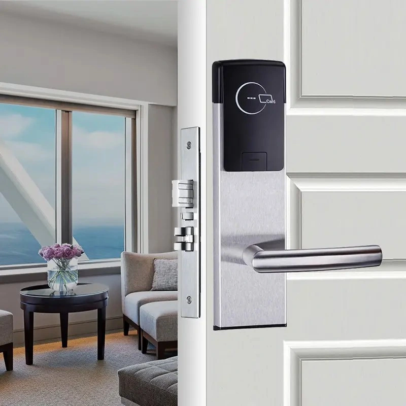 Us Standard Mortise Intelligent Key Card Hotel Door Handle Lock Wireless Hotel Lock