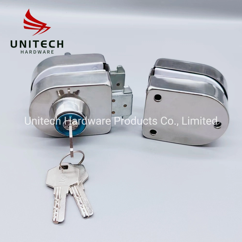 Both Side Open by Brass Keys SS304 Glass Door Lock with Brass Door Lock Cylinder for Double Side Open Glass Door