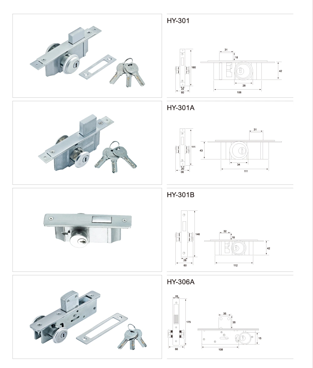 Glass Alloy Door Lock Stainless Steel Lock Furniture Hardware Building Material