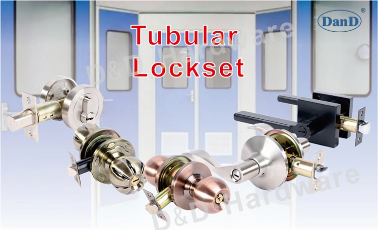 Satin Nickel Exterior Metal Door Hardware Zinc Alloy Stainless Steel Security Double Cylinder Keys Tubular Square Cylindrical Door Lever Knob Handle Lock