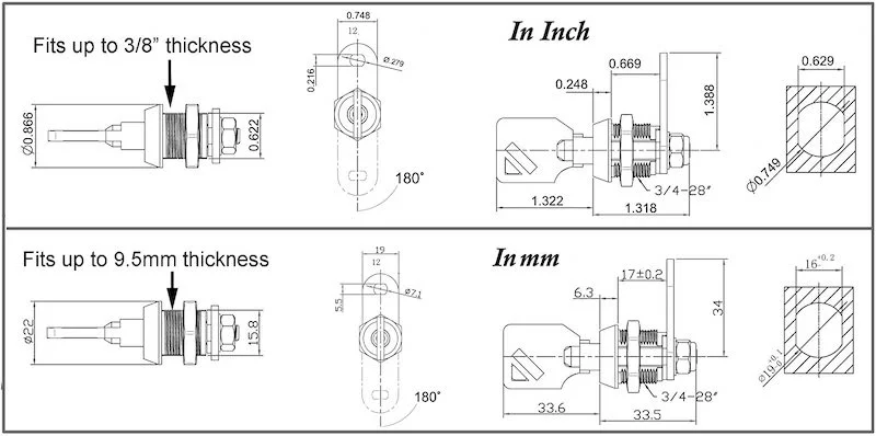 Admiral Locks Tubular Cam Keyed Alike Removable Key Lock