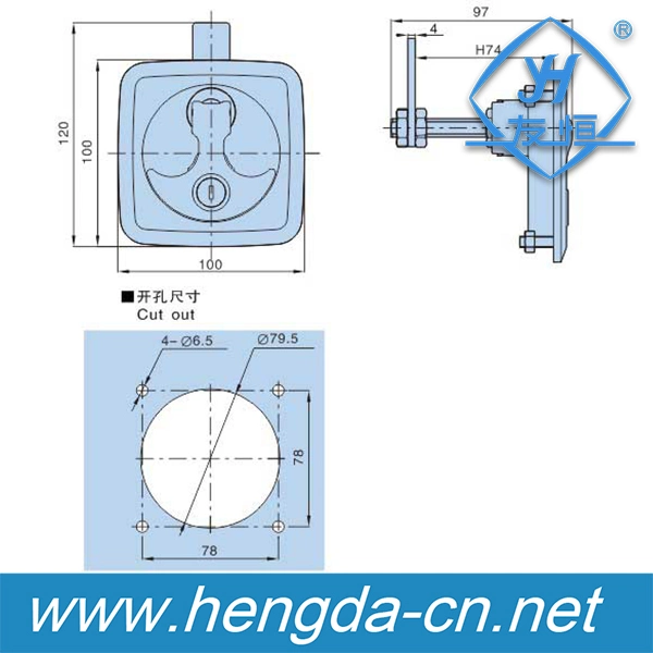 Folding T Handle Truck Door Handle Lock (YH9548)