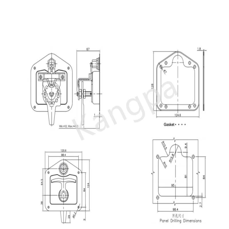 Industrial Truck Cabinet Multi Point T Handle Latch Door Lock