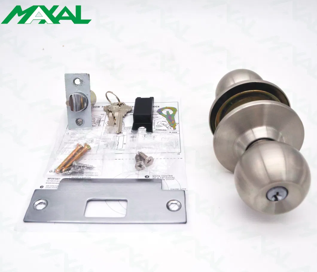 Maxal Stainless Steel High Security Entrance Function Door Cylindrical Knob Key Lock