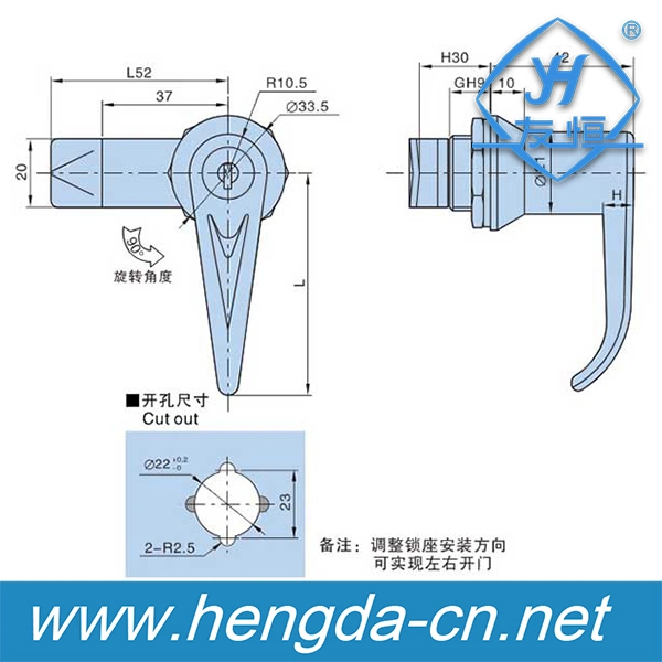 Industrial Die Casting Cabinet Electrical Panel Flush Swing Handle Lock (YH9686)